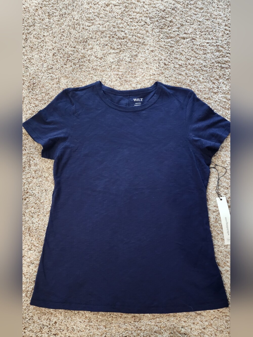 WILT Women's Crewneck Tee Prima Cotton in Navy Med New